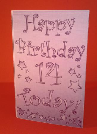14th Birthday Metallic Age Lottery or Gift Token Wallet Card by Sally Griffiths