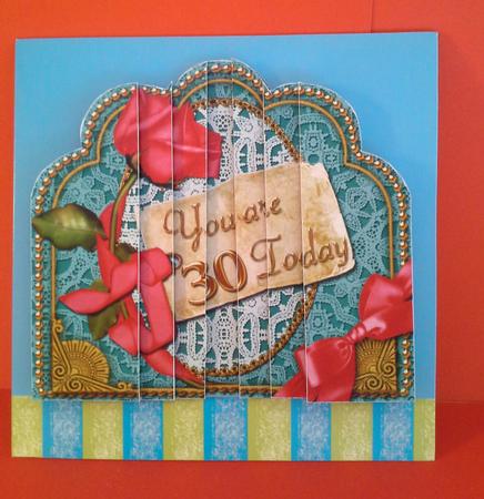 Teal Coral Rose You Are 30 Ornate Scalloped Side Stacker Featured Gallery Photo