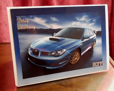 Subaru Impreza Decoupage by Sally Hickling