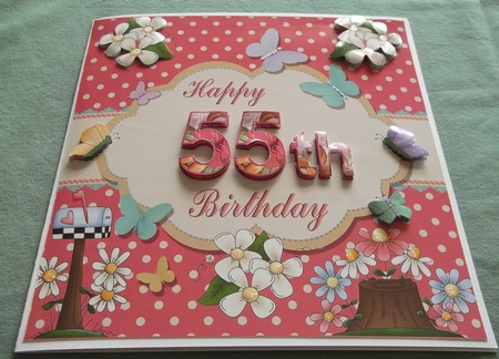 Happy 55th Birthday Butterfly Topper by Sally Hickling