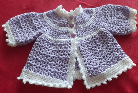CROCHET PATTERN - baby matinee jacket 0-3mths, UK & USA Terms PDF #364 Featured Gallery Photo