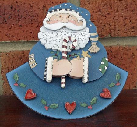 Santa Wobble Card Blue with Decoupage by Sally Hickling