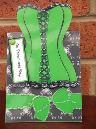 Green Valentines Corset Over the Top by Sally Hickling
