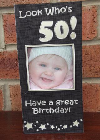 Add a Photo 50th Birthday Card with Easy Fold Frame by Sally Hickling
