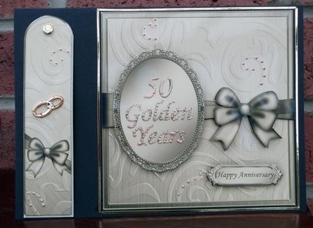 Elegant Metallic Greeting Quick Card with 3D Decoupage by Sally Hickling
