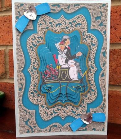 Vintage Loving Couple Lace Card Front Step by Step by Sally Hickling