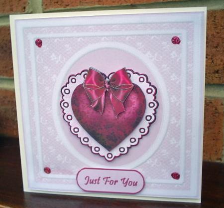 Pink Satin Heart & Lace by Sally Hickling