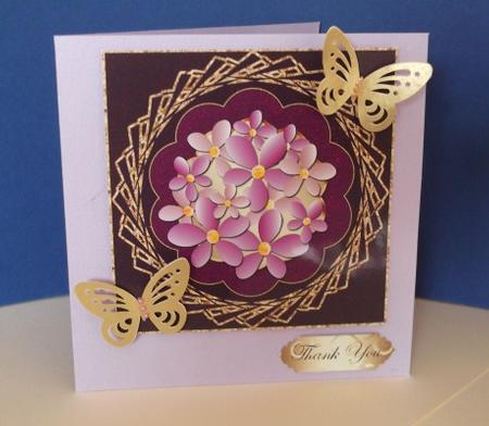 Flowers in Twisted Frame Various Occasions Card Front 1 by Sally Hickling