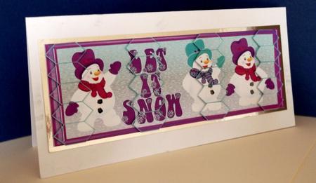 Let It Snow Purple Snowmen Hexagon Patchoupage by Sally Hickling