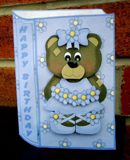 'lilac@ the Ballerina Bear - New Book Shape Quick Card by Sally Hickling