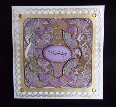 Lilac Multi Mix Birthday 3D Rosette Decoupage Card Front by Sally Hickling