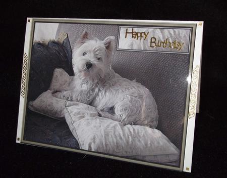 Westie Relaxing 3D Decoupage by Sally Hickling