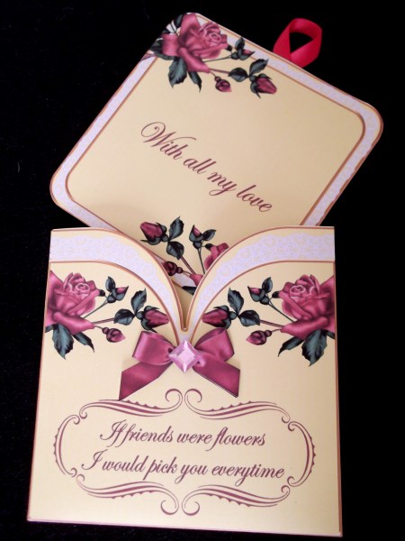 Dpink Rose L If Friends Were -  Pocket Pull Card Kit by Sally Hickling