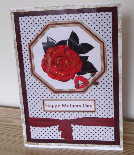 Red Rose on Polka Dots - Mothers Day by Sally Hickling