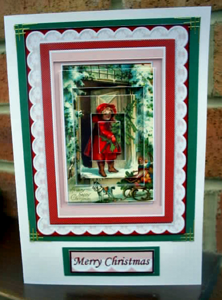 Girl in Red Coat Concentric Pyramid Panel by Sally Hickling