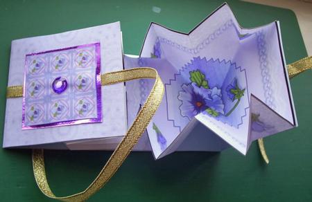 Purple Pansy Exploding Card by Sally Hickling