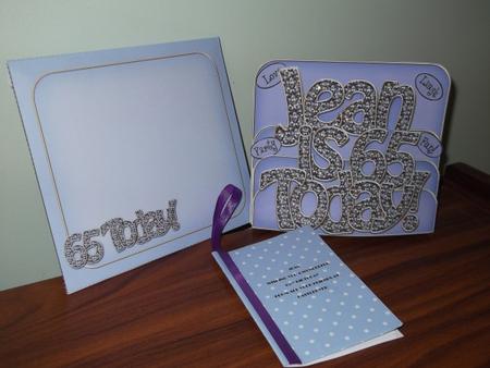 3D 65th Birthday Jean with Bling Pop Out Word Card by Sally Hickling