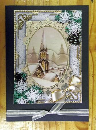 Christmas Steeple Snow Scallop Bottom 7x5inch Stacker by Sally Hickling