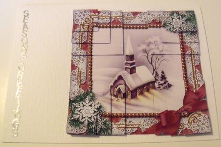 Church Lights on Snow All 4 Corner Stacker Card Front by Sally Weight