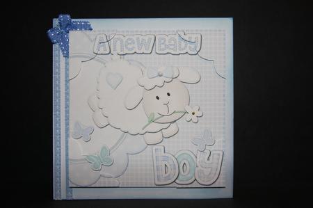 8x8 a New Baby Boy Lamb Felties Scalloped Corner by Samantha Kallenbach