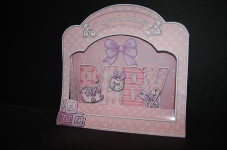 3D Baby Girl Single Window Pop Up Card N Envelope by Samantha Kallenbach