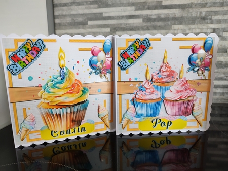 HAPPY BIRTHDAY, 4 CARD TOPPERS, BUMPER KIT, DECOUPAGE, SENTIMENTS, ENVELOPE Featured Gallery Photo