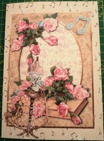 Vintage Pink Roses + Sheet Music Background Pyramage by Samantha Milton-White