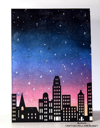 Cityscape City Skyline, Night Sky  for card and vinyl  by samantha newton