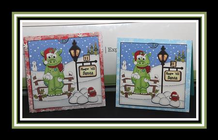 3D Xmas Denis Dinosaur Sleeps Till Santa Countdown Card by samantha newton