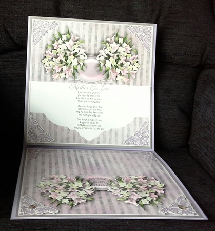 Lilac Lilies - 8in x 8in Easel Card by S. Corbey