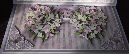 Lilac Lilies - 8in x 8in Easel Card by S. Corbey