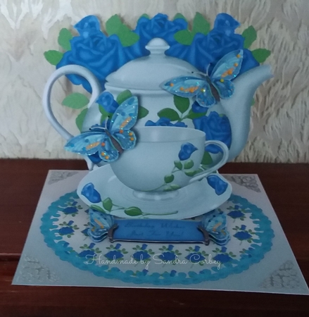 Birthday Tea Easel Greeting Card and Envelope by S. Corbey
