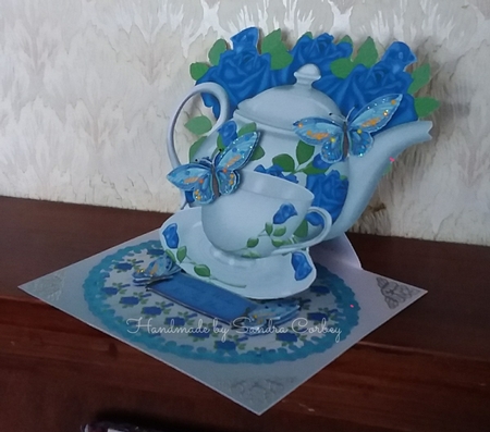 Birthday Tea Easel Greeting Card and Envelope by S. Corbey