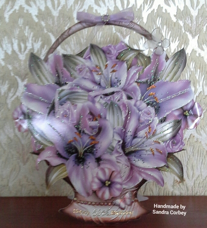 Bouquet of Lilies in a Basket by S. Corbey