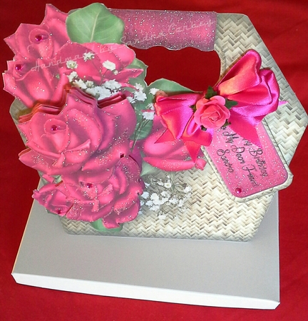 Magenta Roses Basket Tote Card Mini Kit by S. Corbey