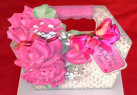 Magenta Roses Basket Tote Card Mini Kit by S. Corbey