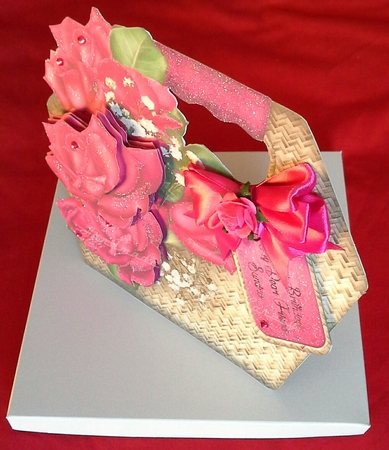 Magenta Roses Basket Tote Card Mini Kit by S. Corbey