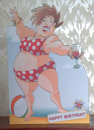 Beach and Wine Dudess Shaped Card by S. Corbey