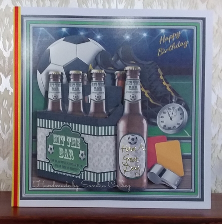 FOOTBALL BEER 6 PACK HIT THE BAR 7.5 Decoupage & Insert Mini Kit by S. Corbey