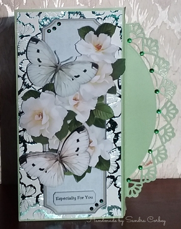 Card Topper Wild  Roses & Butterflies by S. Corbey