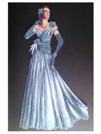 Art Deco Lady Rose (light Blue) A4 by S. Corbey