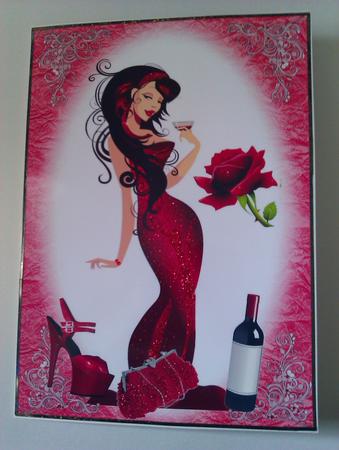 Elegant Lady with Champagne, A4 Topper by S. Corbey