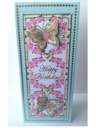 Dl Birthday Topper with Rose Wreath & Butterflies 1 by S. Corbey