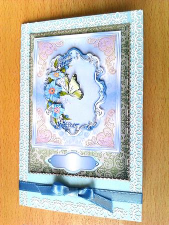 Blue Butterfly Bouquet Card Front by S. Corbey