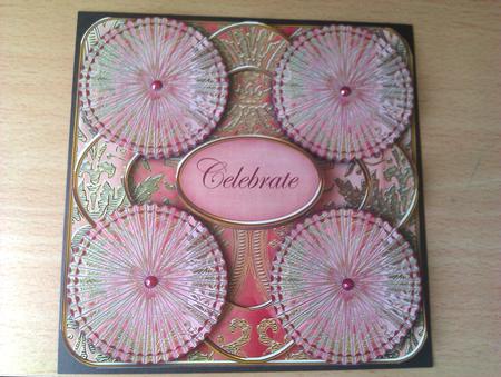 Borange Multi Mix Celebrate 3D Rosette Decoupage Card Front by S. Corbey