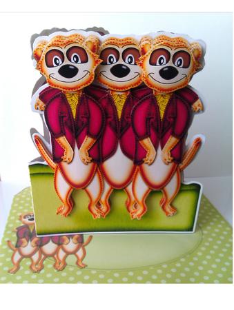 3D Meerkats Shaped Card with Decoupage by S. Corbey