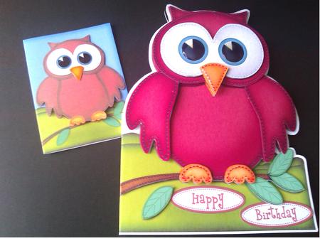 Hoot the Owl - Shaped Card with Decoupage by S. Corbey