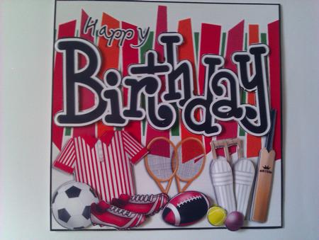 Birthday Sports N Games Quick Card with 3D Decoupage by S. Corbey