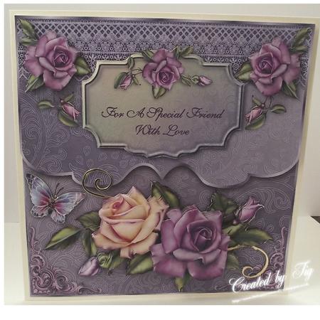 Heritage Roses Square Faux Envelope Card Kit by S. Corbey