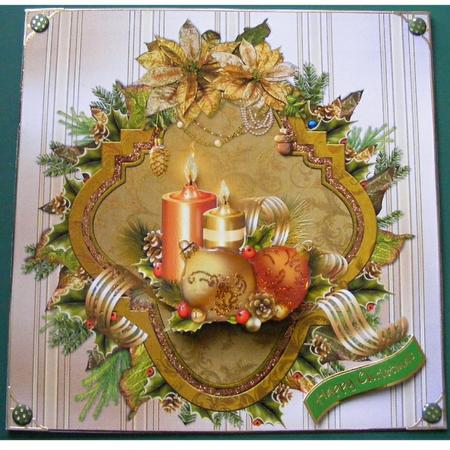 8x8 Golden Candles and Poinsettia by S. Corbey